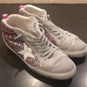 Golden Goose Mid Star Pink Sparkle Sneakers